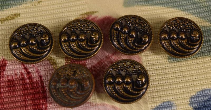 Six Brass Pattern Buttons (1 of 3)