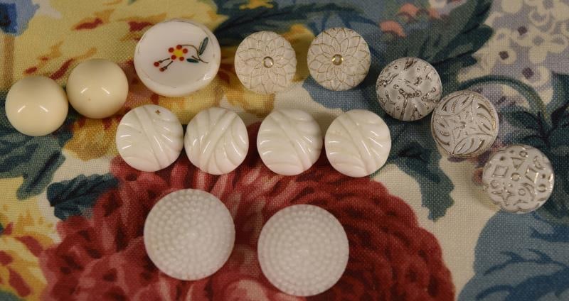 Fourteen White Glass Buttons (1 of 11)