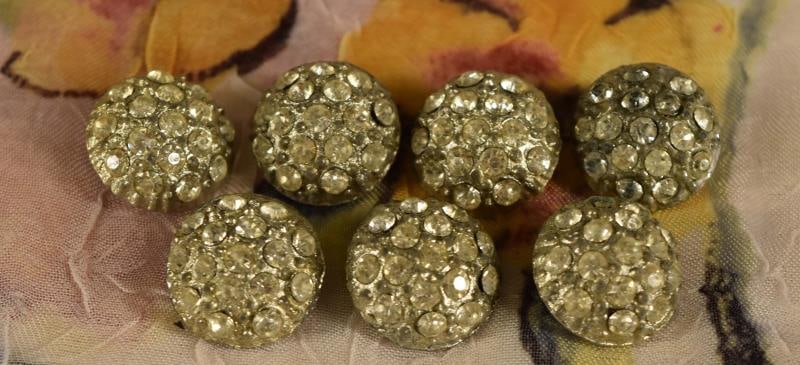 Seven Rhinestone And White Metal Buttons (1 of 3)