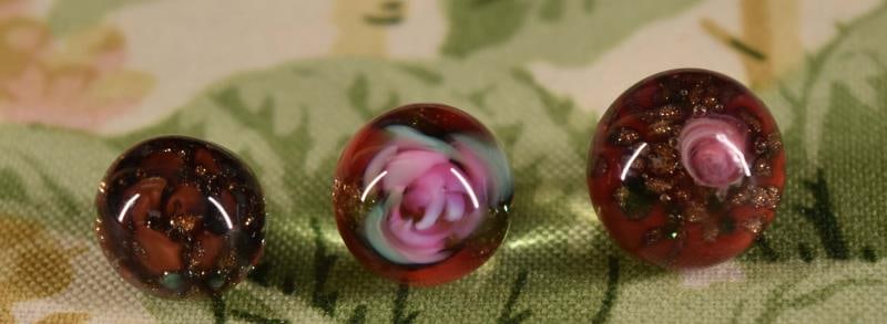 Three Red Shank Paperweight Buttons (1 of 10)