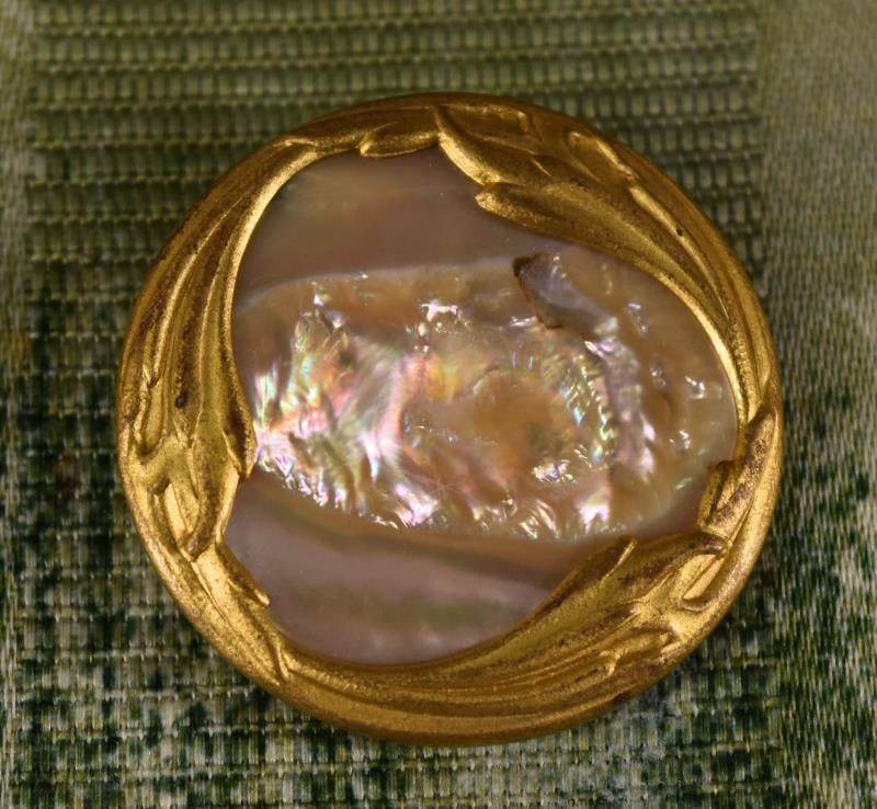 Mother Of Pearl And Gold Gilt Button (1 of 4)