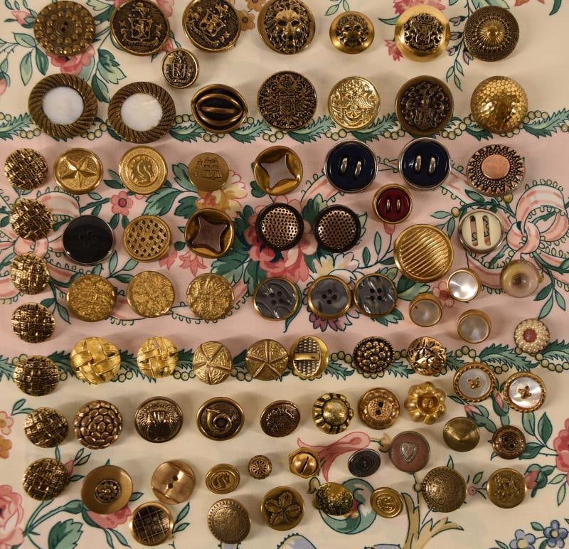 Large Group Of Metal & Metalized Plastic Buttons (1 of 4)