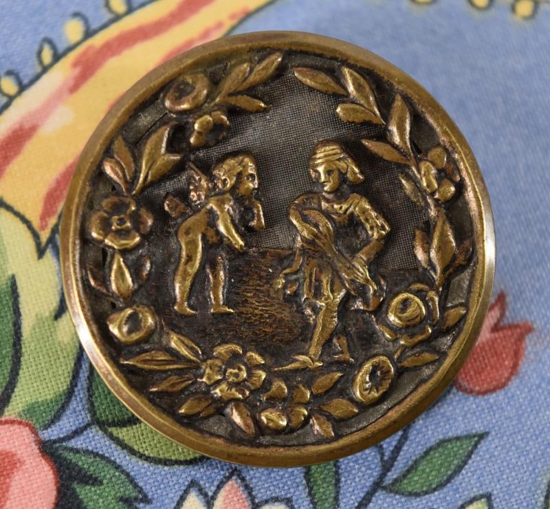 Cupid & Musician Brass Picture Button (1 of 2)