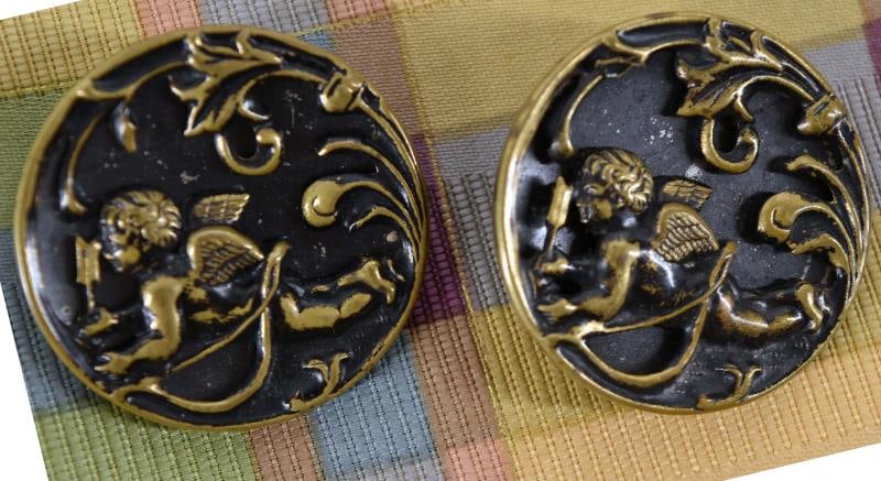 Two Cupid At Rest Brass Picture Buttons (1 of 2)