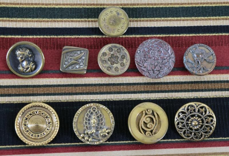 Ten Brass Pattern And Picture Buttons (1 of 5)