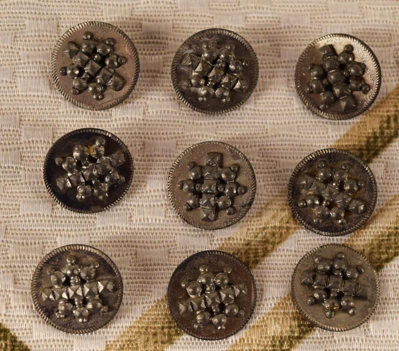 Set Of Nine Matching White Metal Buttons (1 of 3)