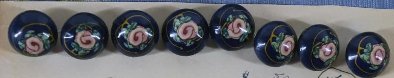Eight Rose Celluloid Tight Top Buttons (1 of 2)