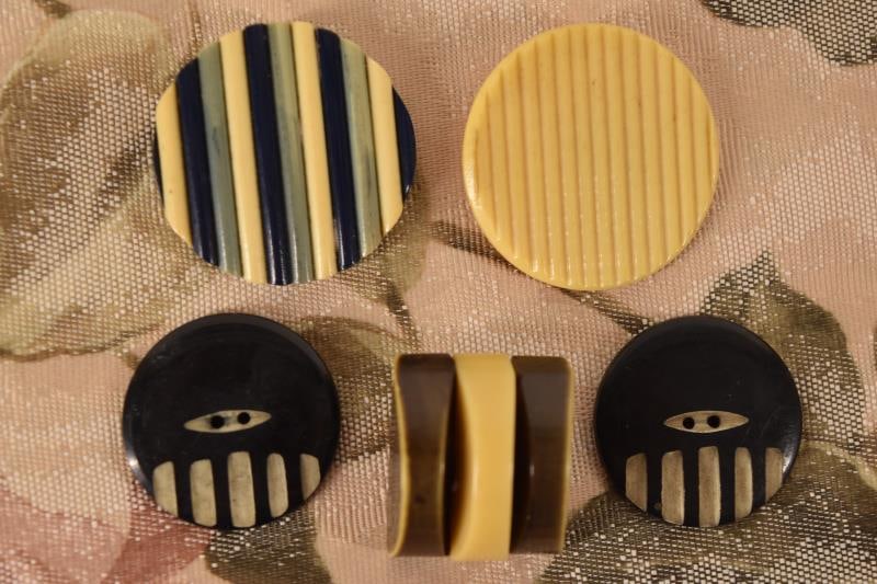 Five Extruded Celluloid Buttons (1 of 2)