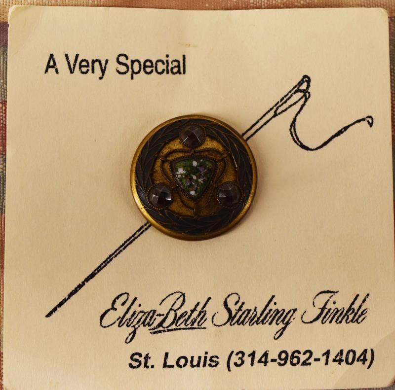 Arts & Crafts Enamel With Cut Steel Button: Featuring An Arts & Crafts Enamel Button With Cut Steel, Measuring Just Under 1 1/4", National Button Society Medium.