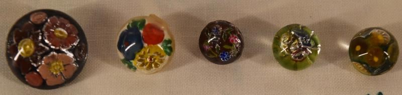 Five Two Piece Cement Floral Glass Buttons (1 of 3)