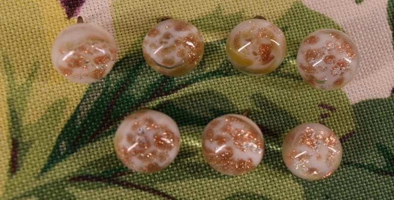 White Shank With Goldstone Paperweight Buttons (1 of 2)