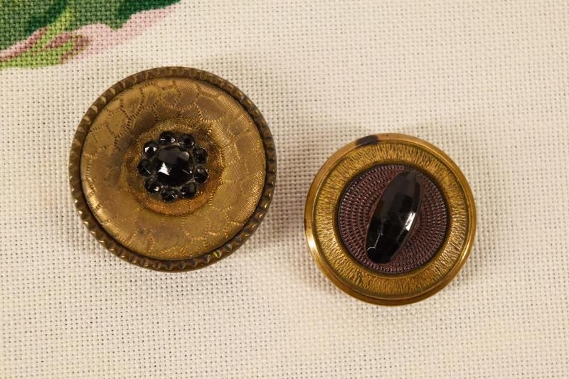 Brass & Black Glass Buttons (1 of 2)