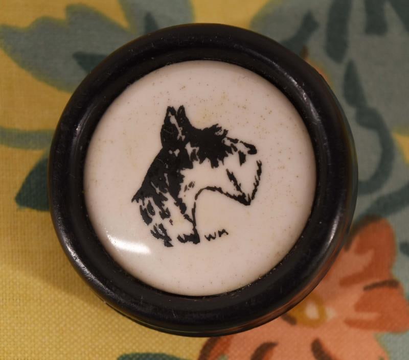 Scotty Dog Painted On Glass Button (1 of 2)