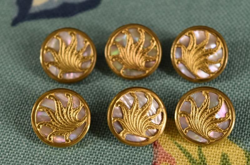 Six Brass And Abalone Buttons (1 of 4)