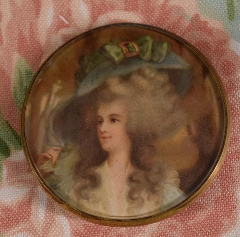 Portrait Of A Lady Buttons: Featuring A Portrait Of A Lady Under Celluloid Button. National Button Society Large, Measuring 1 5/8".
