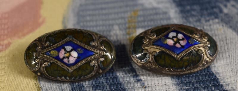 Two Oval Enamel Plaquette Buttons (1 of 6)