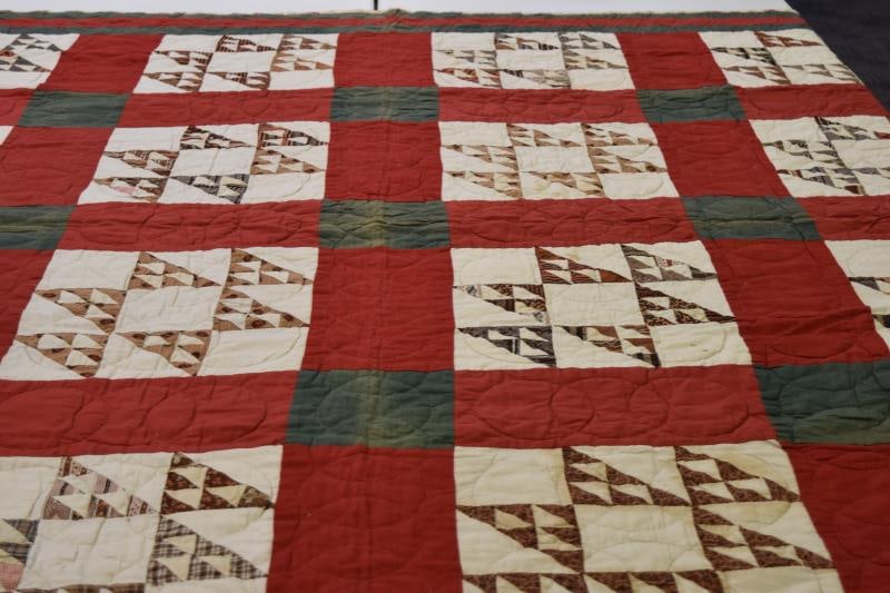 Red & Green Squares And Have Triangle Quilt (1 of 5)