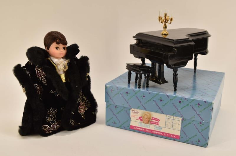 Madame Alexander Liberace With Piano Doll: Featuring The Madame Alexander Liberace Doll And Candelabra, #22080, In The Original Box. Together With The Baby Grand Piano And Bench, No Box.
