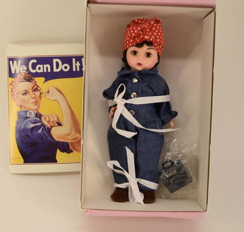 Madame Alexander Rosie The Riveter Doll: Featuring The Madame Alexander Rosie The Riveter Doll, #17530, 8" In The Original Box With Coa.