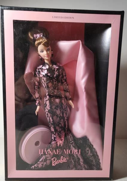 Barbie Hanae Mori Limited Edition Doll: Featuring The Barbie Hanae Mori Limited Edition Doll With Black Hair Pink/ Black Lace & Silk Gown. In The Original Box With Coa.