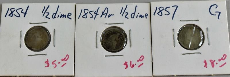 1854 & 1857 U S Half Dimes (1 of 2)