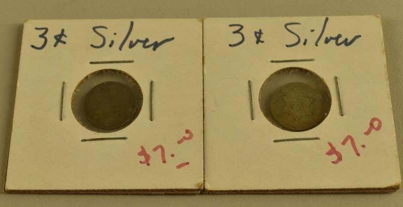 Two U. S. 3 Cent Silver Coins (1 of 2)