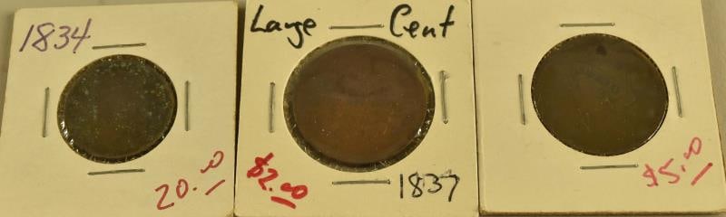 1834 Classic Head Half Cent & 2 Large Cent Coins (1 of 2)