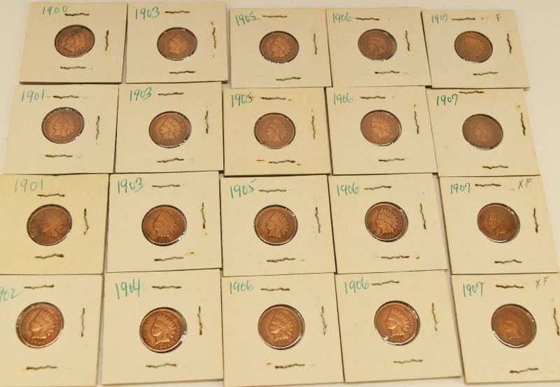 20 Indian Head Pennies Between 1900-1907 (1 of 6)