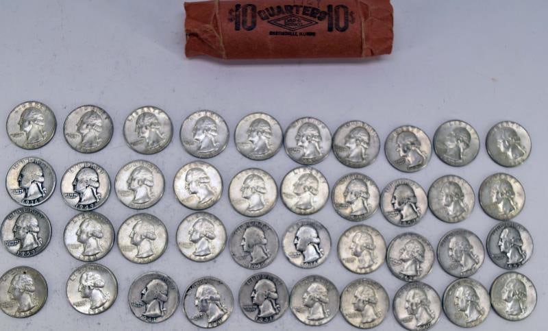 Roll Of Washington Silver Quarters $10 (1 of 6)
