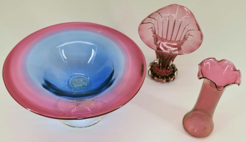 Vintage Red & Blue Art Glass Compote (1 of 6)