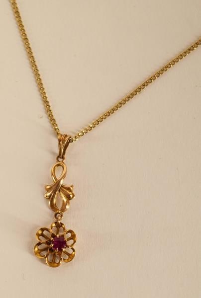 10k Yellow Gold & Ruby Victorian Lavaliere (1 of 3)