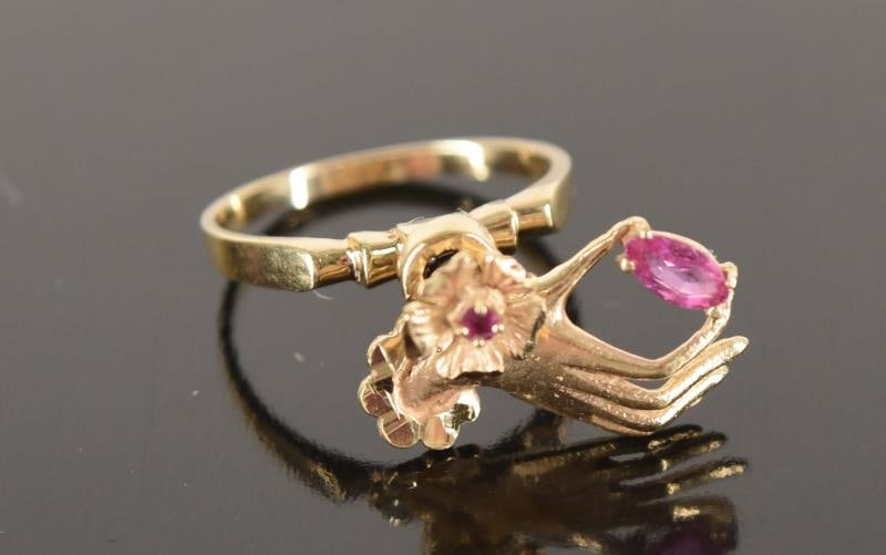 14k Yellow Gold Free Moving Hand Ring (1 of 6)