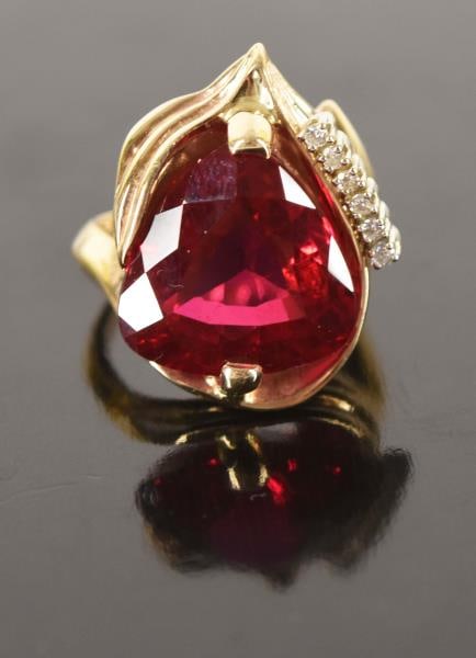 14k Yellow Gold Ruby & Diamond Ring (1 of 5)