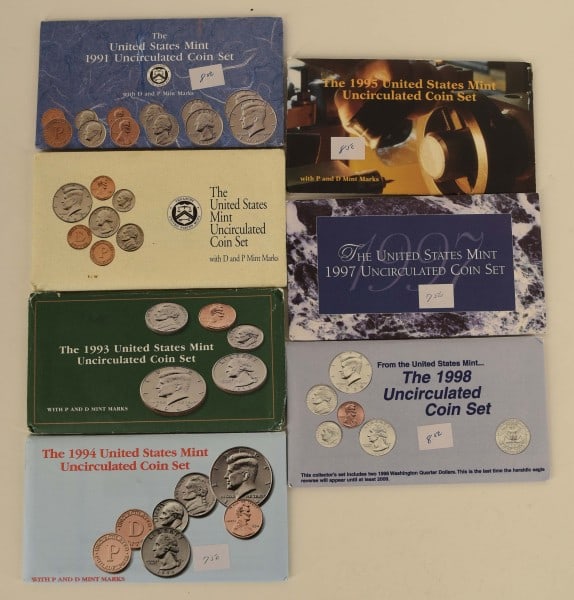 1991-1998 U. S. Mint Uncirculated P & D Coin Sets (1 of 11)