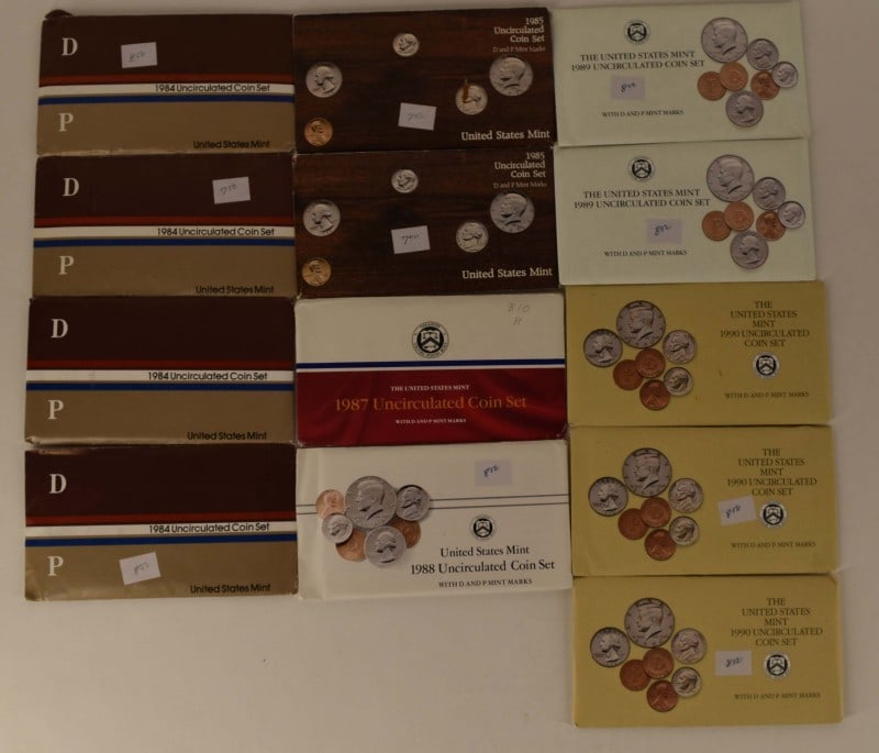 1984-1990 U. S. Mint Uncirculated P & D Coin Sets (1 of 20)
