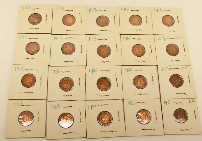 20 Indian Head Pennies Between 1900-1907 (1 of 6)