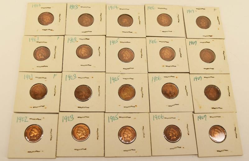 20 Indian Head Pennies Between 1900-1907 (1 of 6)