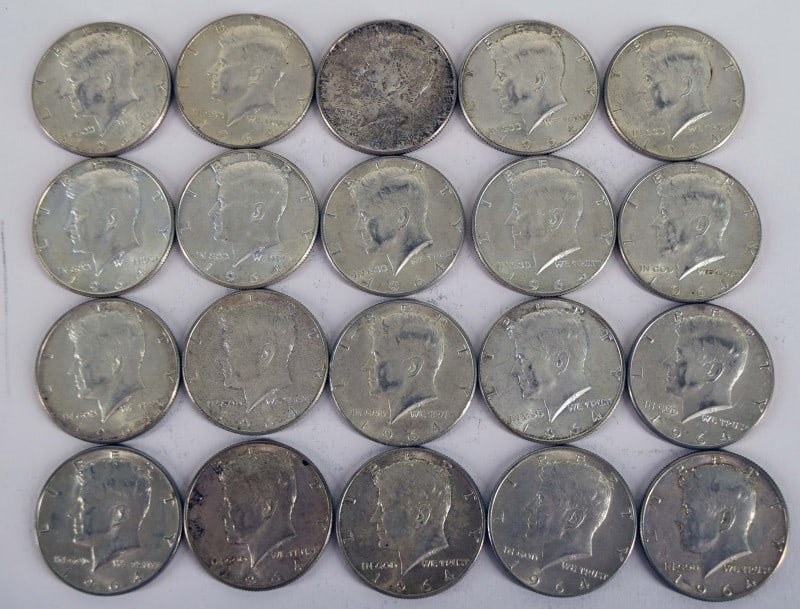 20 $10 U. S. 1964 & 1964d Kennedy Half Dollars (1 of 4)