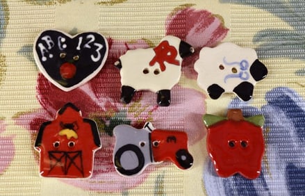 Four Hand Painted Realistic Buttons