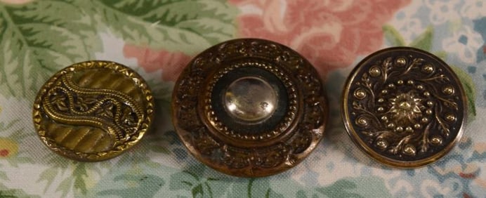 Three Metal Pattern Buttons