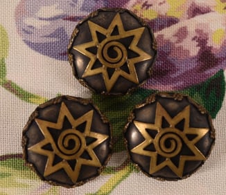 Three Domed Metal Sunburst Buttons