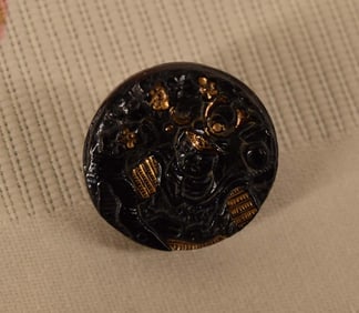 Genghis Khan Black Glass Button