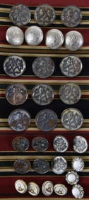 Group Of Steel And White Metal Buttons