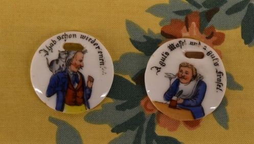 German Porcelain Decal Trim Button