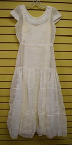 1920's Or 30's Art Deco White Lawn Dress