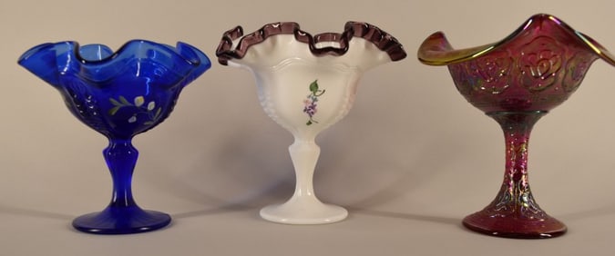 Three Fenton Glass Compotes