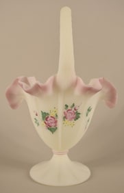 Fenton Rose Garden Hand Painted Basket