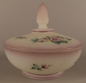 Fenton Rose Garden Covered Candy Dish