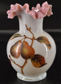 Pink Ruffled Victorian Uranium Glass Vase