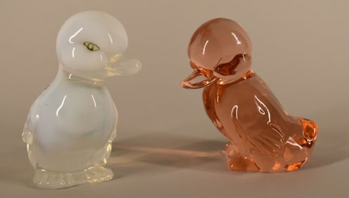 Two Fenton Glass Ducks